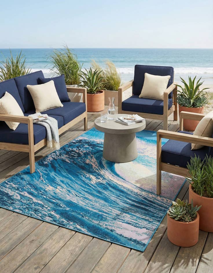 Detail image of 5' 3 x 8'  Washable Modern Indoor / Outdoor Rug