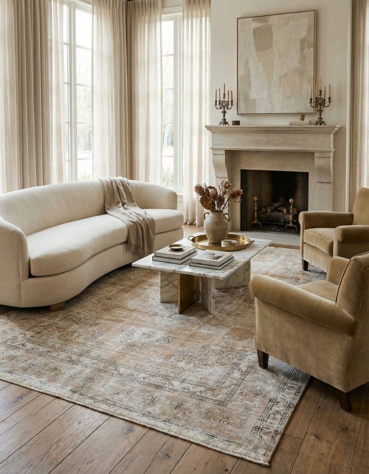 Detail image of 6' 5 x 9' 8  Hand Knotted Ultra Vintage Persian Wool Rug