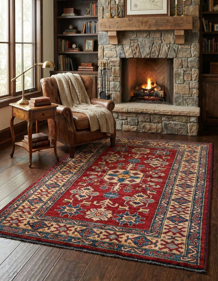 Detail image of  4' 1 x 6' 5  Hand Knotted Kazak Wool Rug