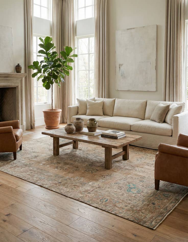 Detail image of 6' 4 x 9' 6  Hand Knotted Ultra Vintage Persian Wool Rug