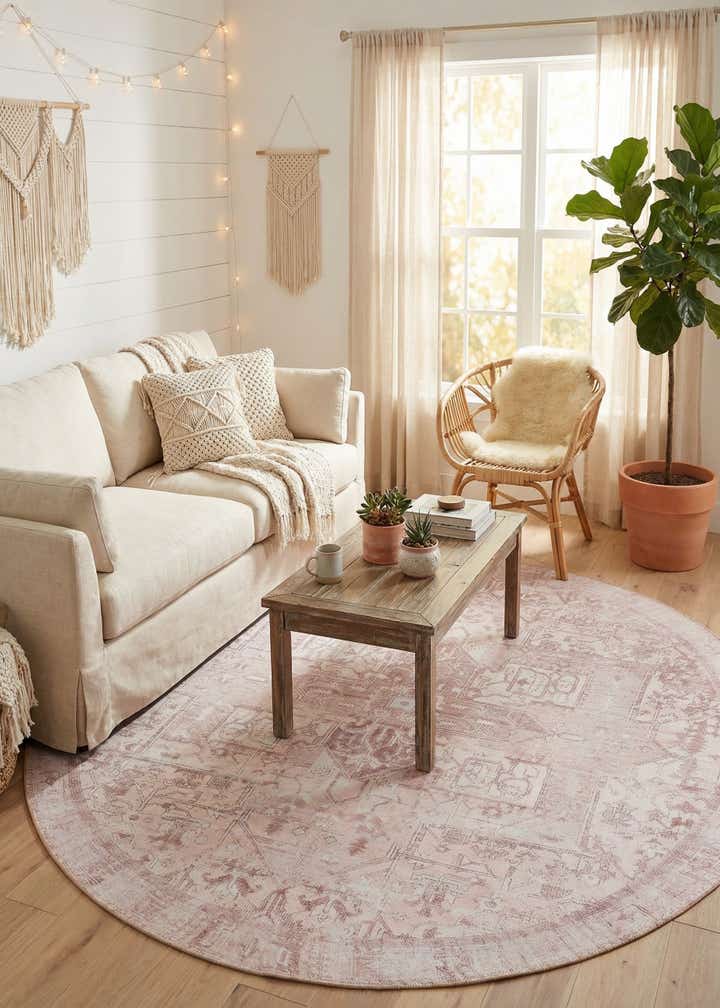7' 6 x 7' 6 Washable Timeless Round Rug