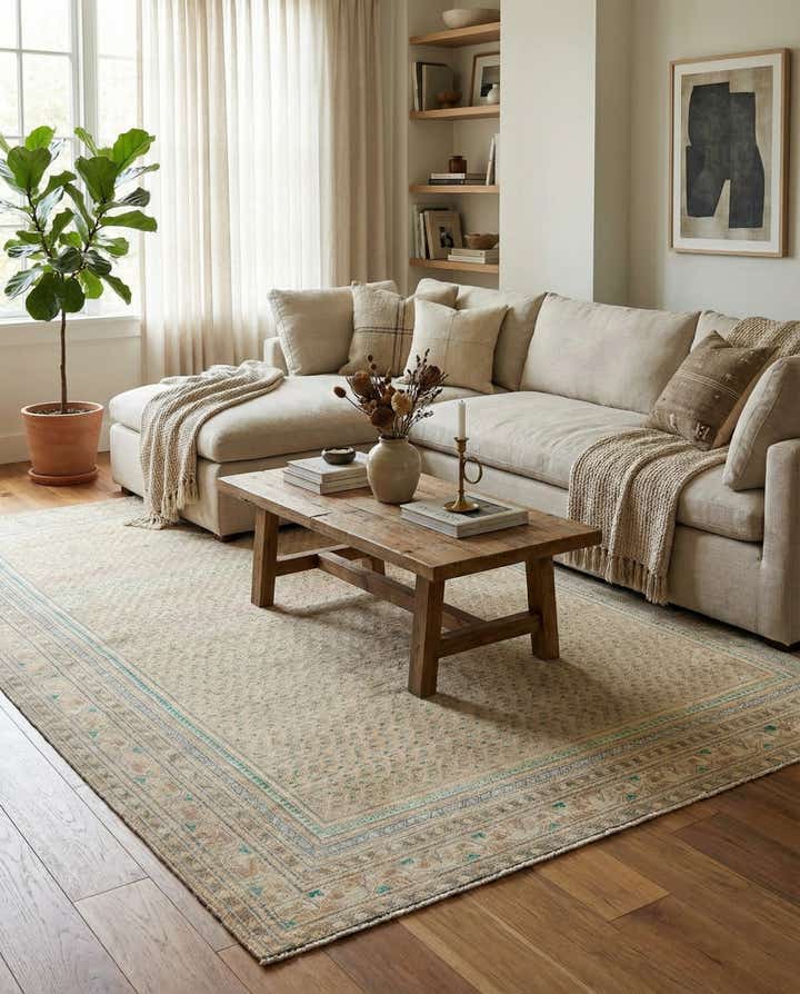 6' x 9' 6 Hand Knotted Ultra Vintage Persian Wool Rug