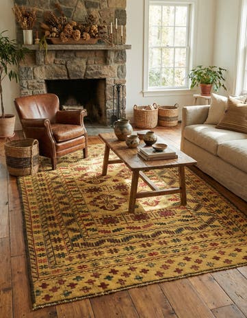 3' 11 x 6' 4 Hand Knotted Sumak Wool Rug