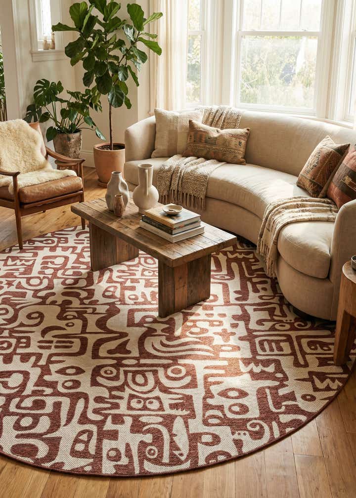 12' x 12' Easy-Clean Modern Indoor / Outdoor Round Rug