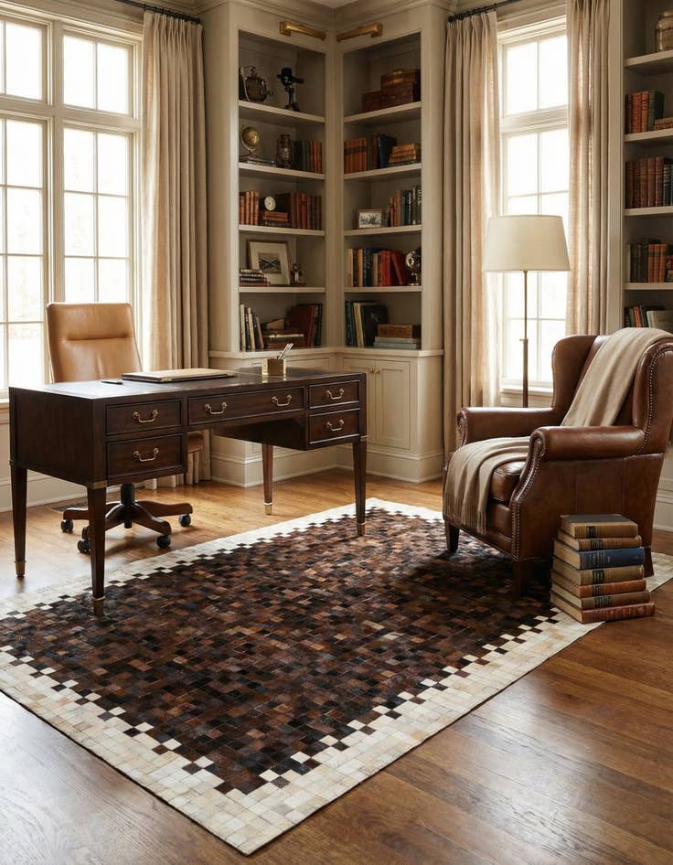 Detail image of 5' 2 x 8' 2 Cowhide Stocks Rug