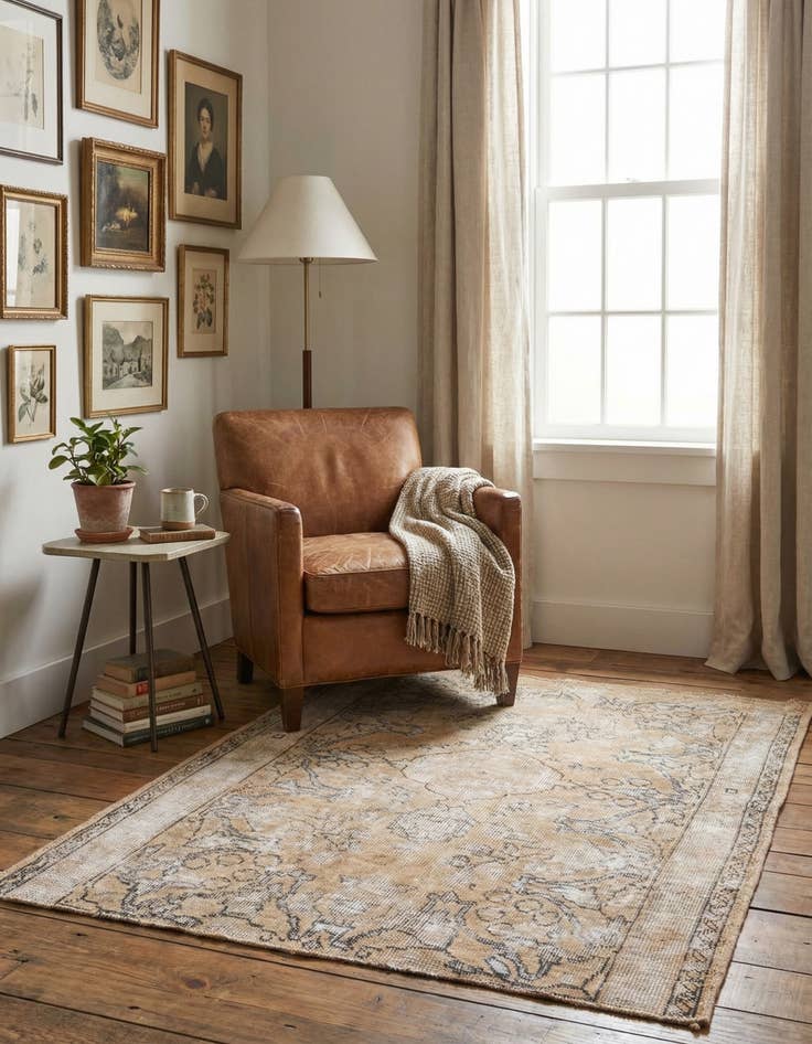 Detail image of 3' 4 x 4'  Hand Knotted Ultra Vintage Persian Wool Rug