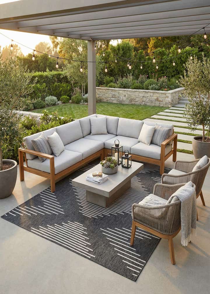 9' x 12' Easy-Clean Modern Indoor / Outdoor Rug