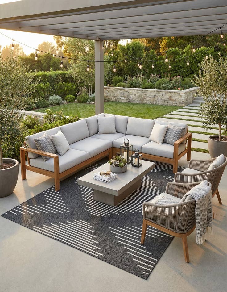 Detail image of 9' x 12'  Washable Modern Indoor / Outdoor Rug