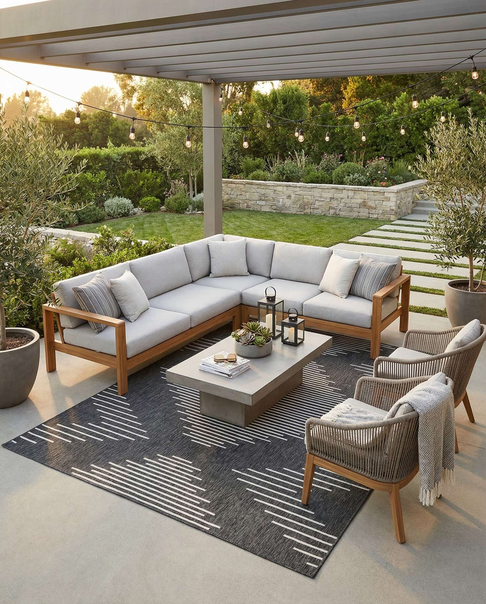 9' x 12' Easy-Clean Modern Indoor / Outdoor Rug