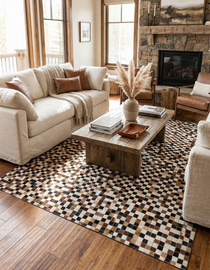 Detail image of 5' 6 x 7' 7 Cowhide Stocks Rug