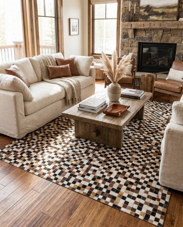 Detail image of 5' 6 x 7' 7 Cowhide Stocks Rug