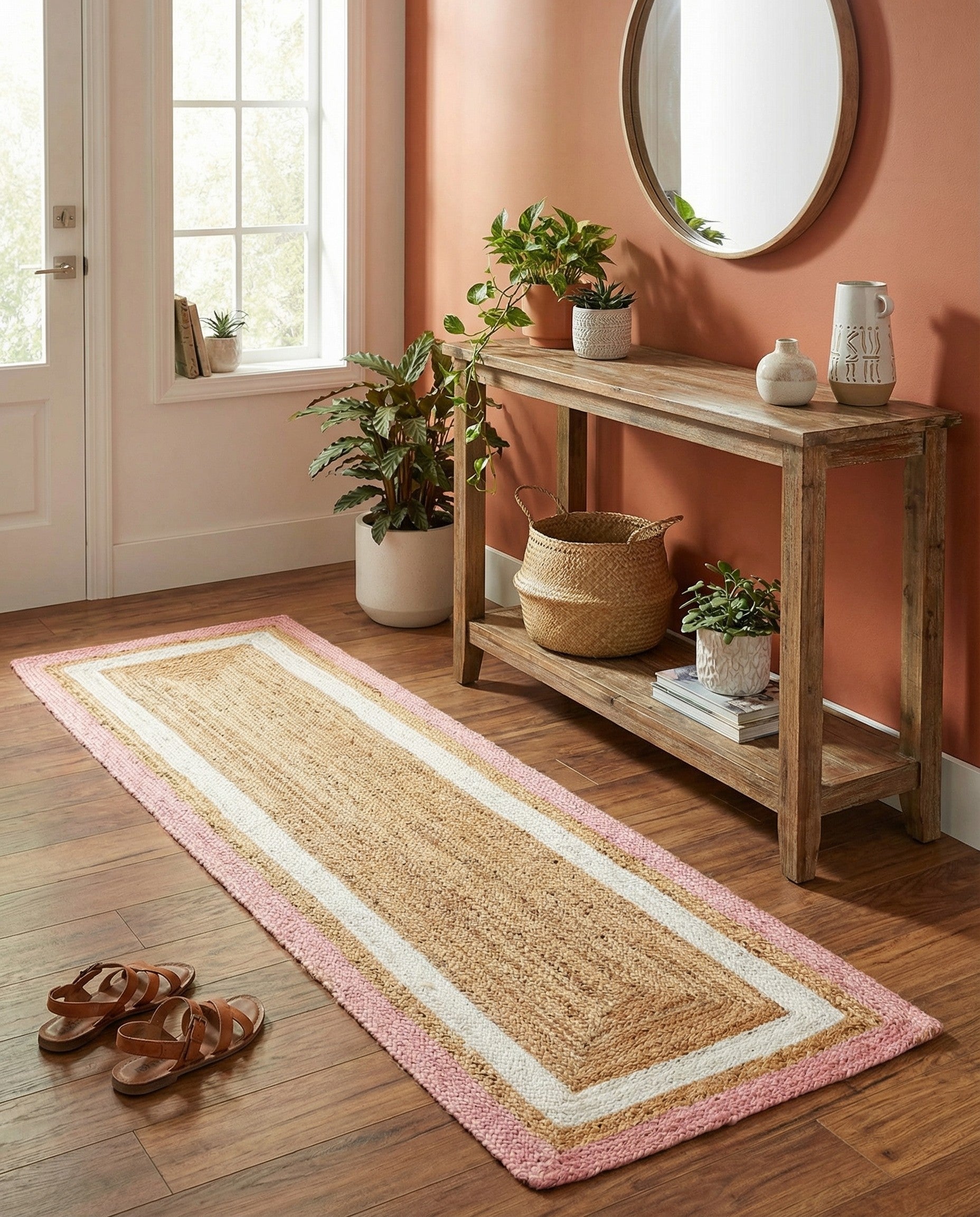 2' x 8' Handmade Braided Jute Runner Rug