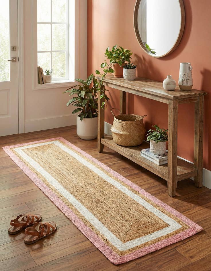 Detail image of 2' x 8'  Hand Braided Jute Runner Rug