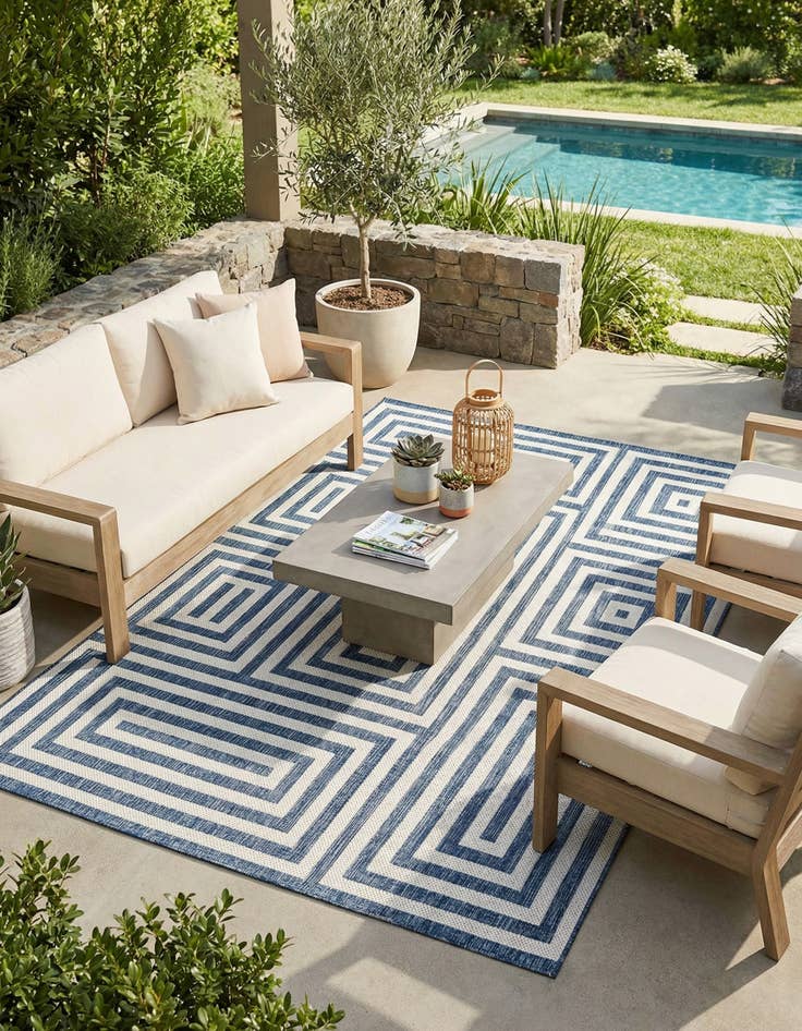 Detail image of 6' x 9'  Washable Modern Indoor / Outdoor Rug