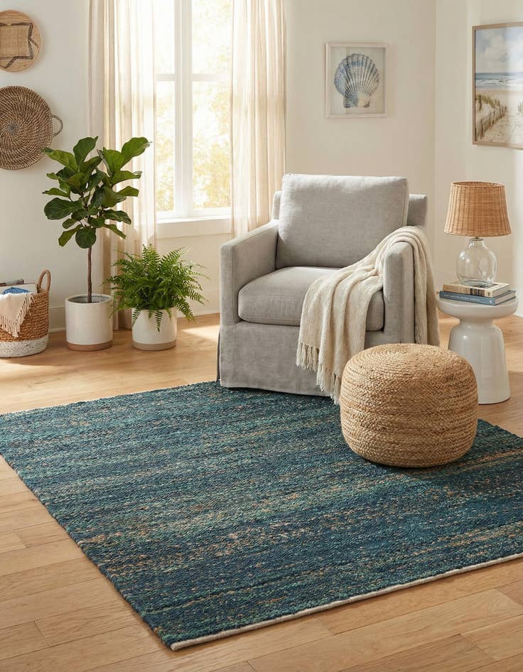 Detail image of  4' 1 x 4' 1  Hand Woven Palm Beach Jute Square Rug