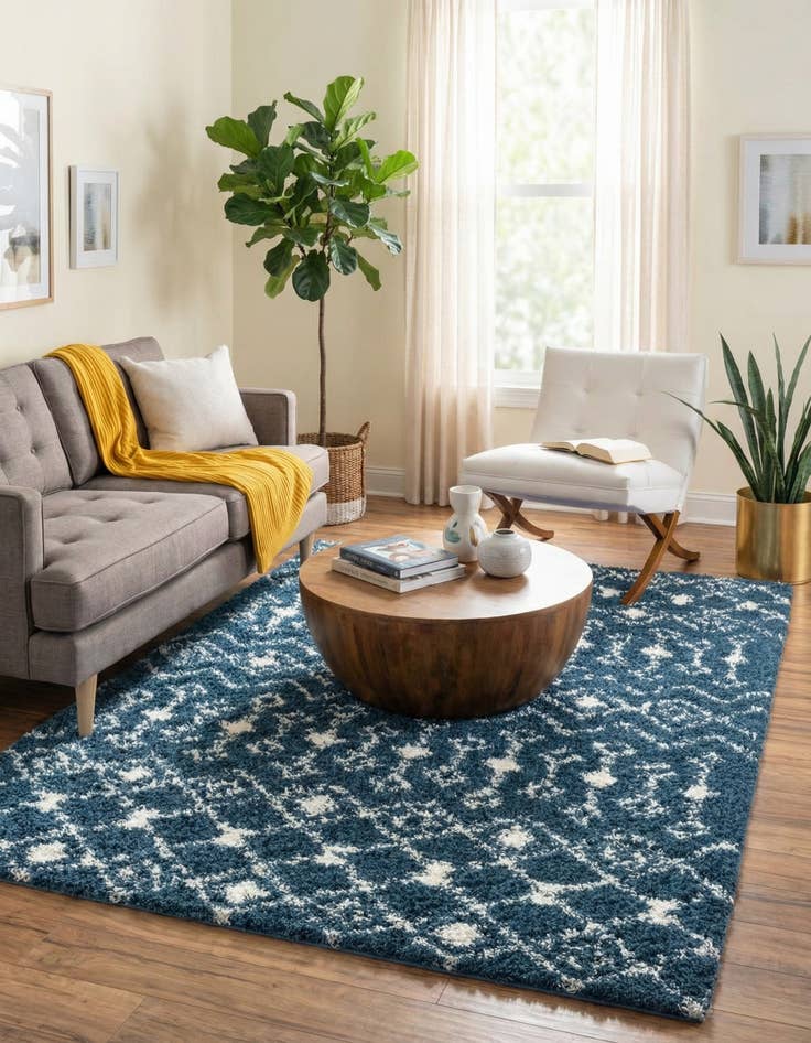 Detail image of  10' x 14' Moroccan Trellis Shag Rug