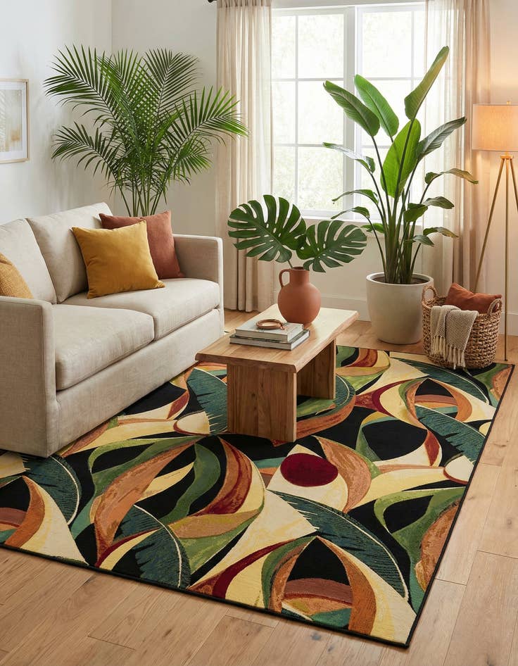 Detail image of  7' 10 x 11'  Washable Botanical Indoor / Outdoor Rug