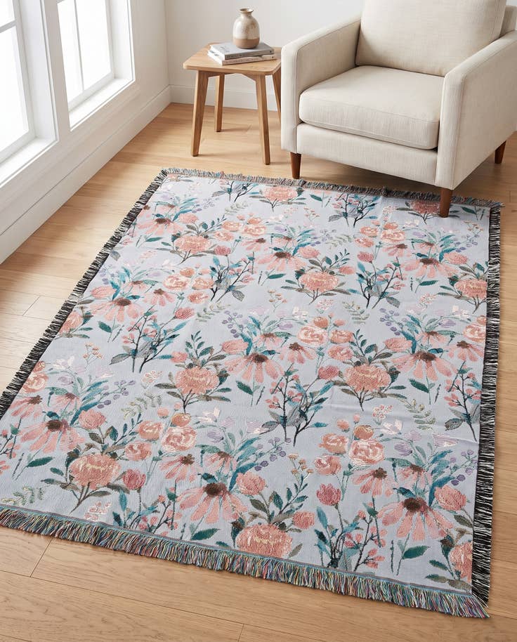 Detail image of 4' 6 x 6' Floral-Pink Bloom Throw Blanket