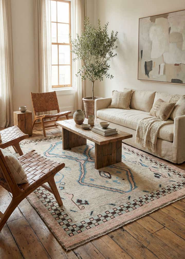 8' 9 x 10' 5 Hand Knotted Moroccan Wool Rug
