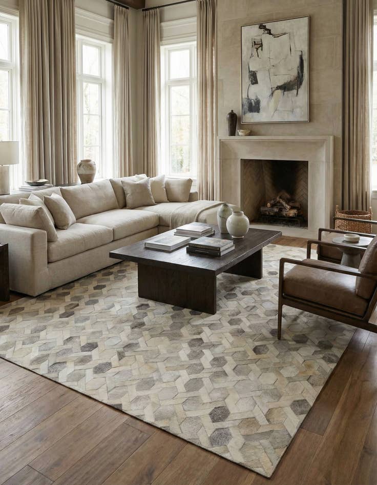 Detail image of  7' 9 x 10' 8 Cowhide - Patchwork Rug