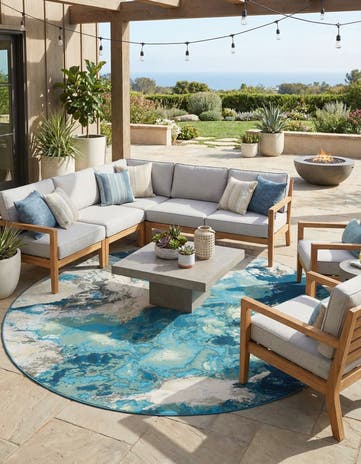 10' x 10' Easy-Clean Modern Indoor / Outdoor Round Rug