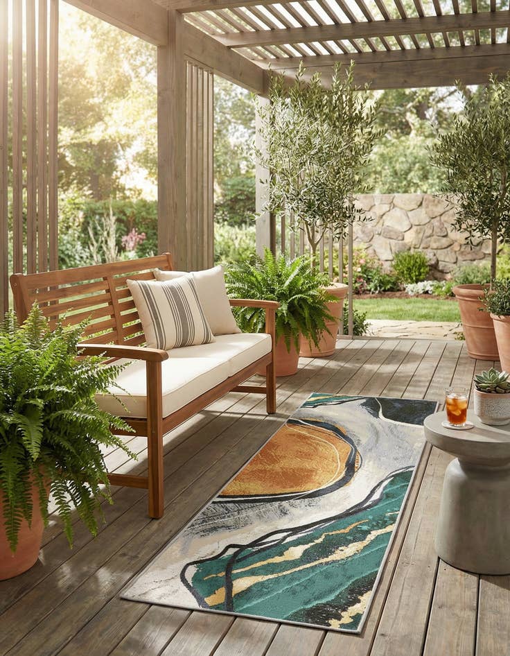 Detail image of 2' x 6' 1  Washable Modern Indoor / Outdoor Runner Rug