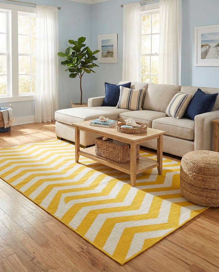 Detail image of 5' 3 x 8' Easy-Clean Coastal Indoor / Outdoor Rug