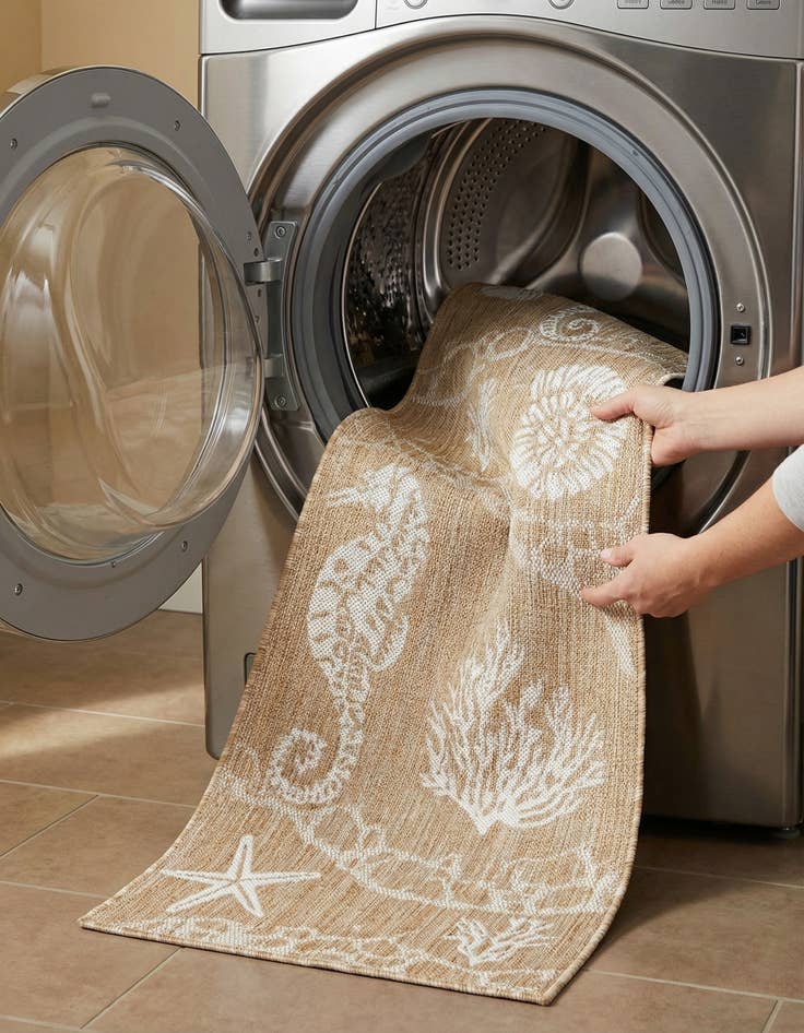 Detail image of 2' x 6'  Washable Coastal Indoor / Outdoor Runner Rug