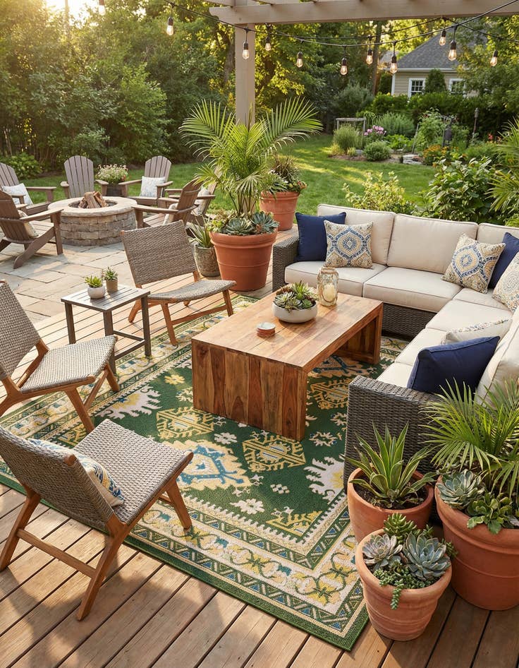 Detail image of 10' x 10'  Washable Baja Indoor / Outdoor Square Rug