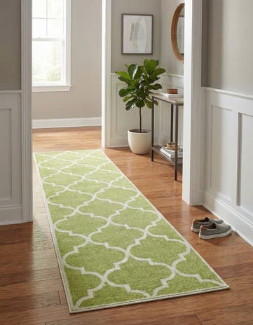 Green Trellis Runner Rug