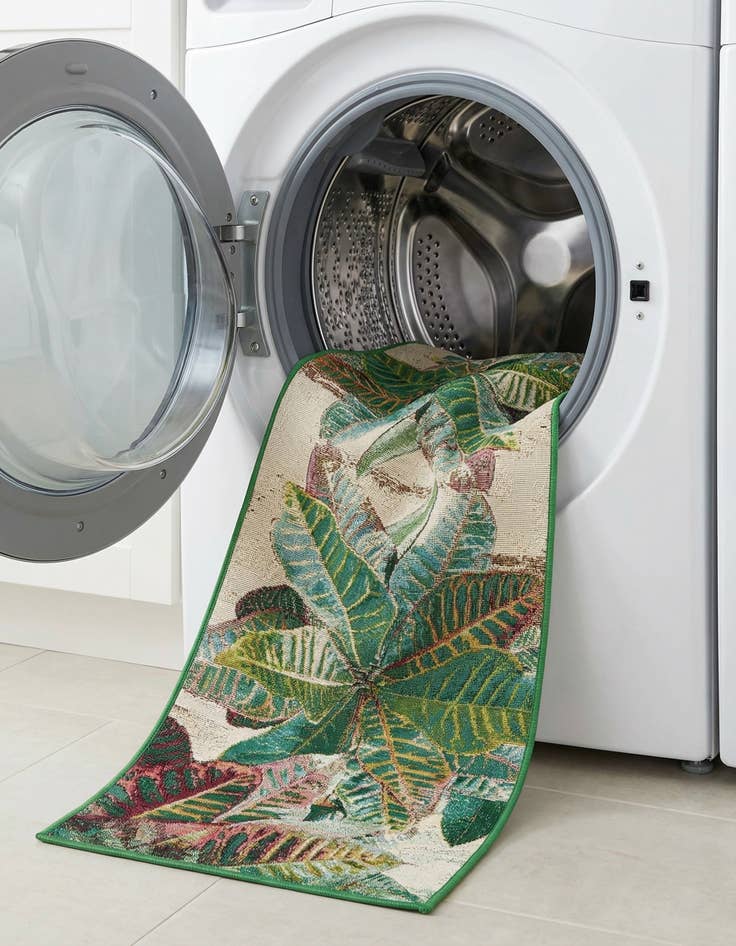 Detail image of 2' x 8'  Washable Botanical Indoor / Outdoor Runner Rug