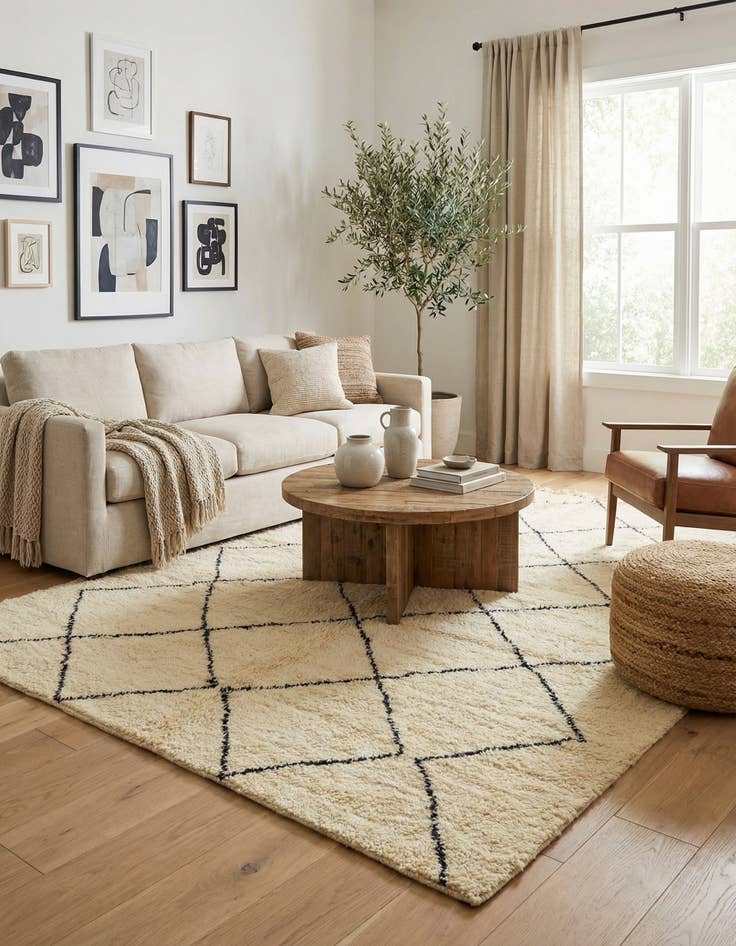 Detail image of 6' 8 x 9' 2  Hand Knotted Moroccan Wool Rug