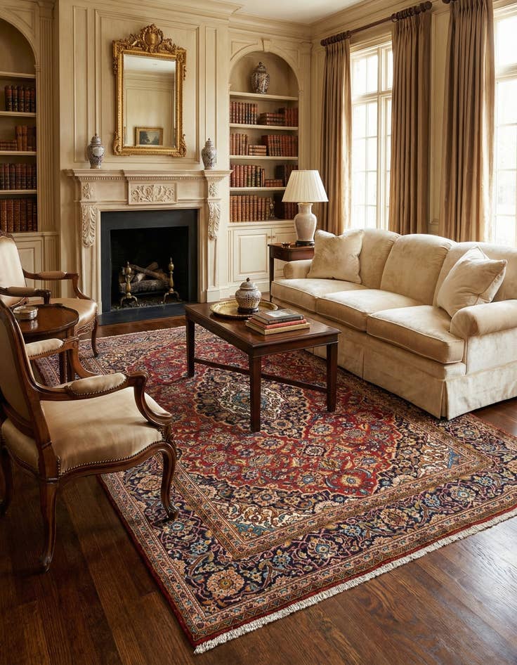 Detail image of 6' 5 x 10' Kashan Wool Rug