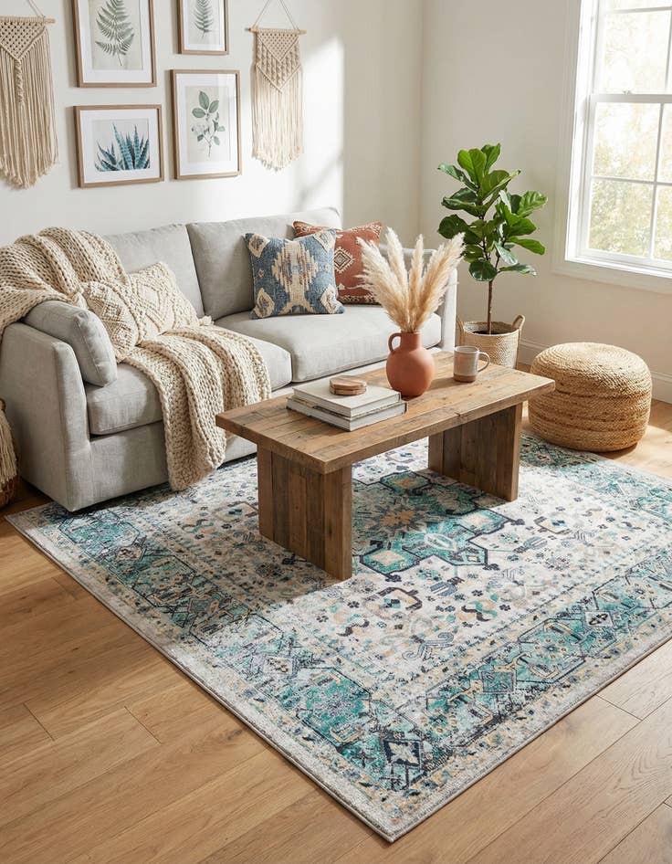 Detail image of 5' x 5'  Washable Yara Square Rug