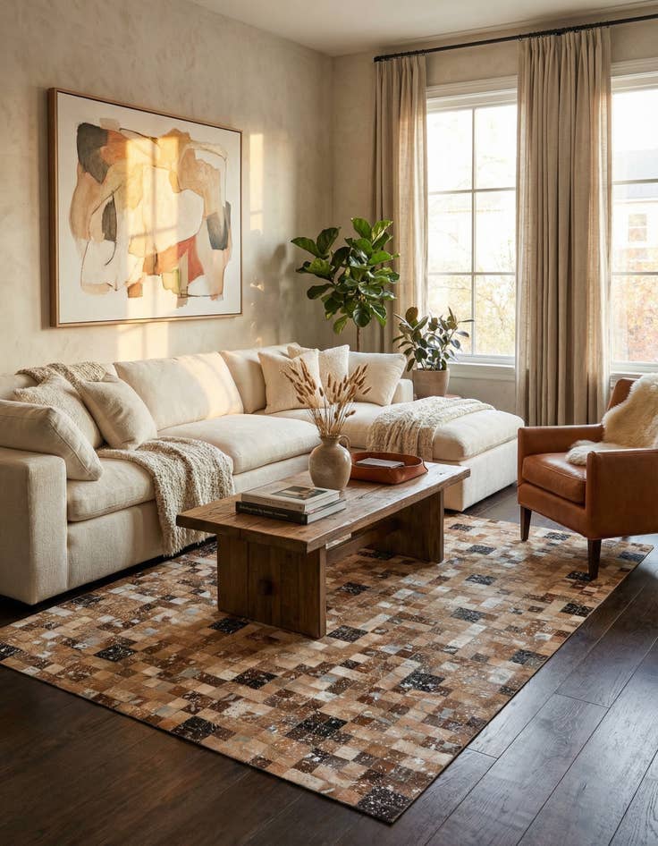 Detail image of 5' 3 x 7' 6 Cowhide Stocks Rug