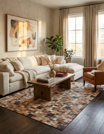 5' 3 x 7' 6 Cowhide Stocks Rug