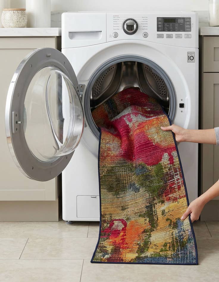 Detail image of 2' x 6'  Washable Modern Indoor / Outdoor Runner Rug