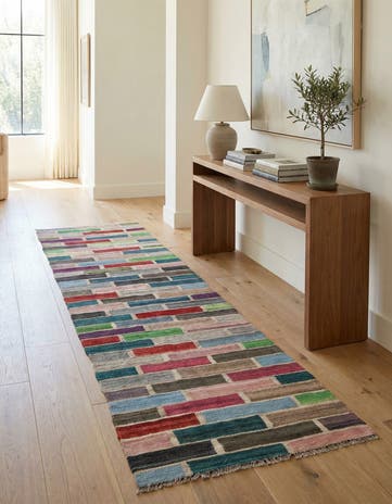 2' 6 x 9' 7 Hand Woven Kilim Modern Wool Runner Rug