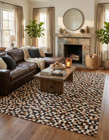 5' 7 x 7' 6 Cowhide Stocks Rug