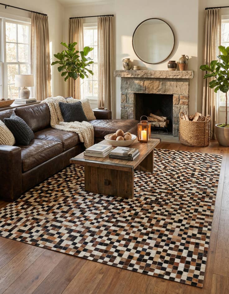 Detail image of 5' 7 x 7' 6 Cowhide Stocks Rug