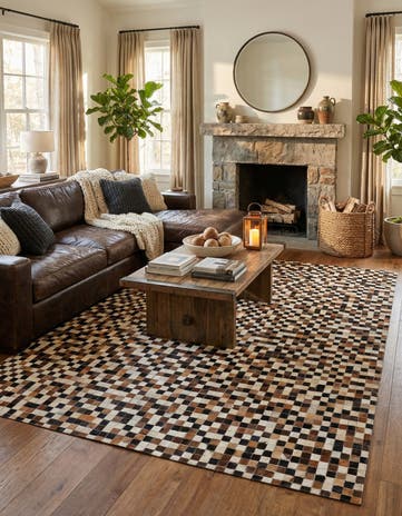 5' 7 x 7' 6 Cowhide Stocks Rug