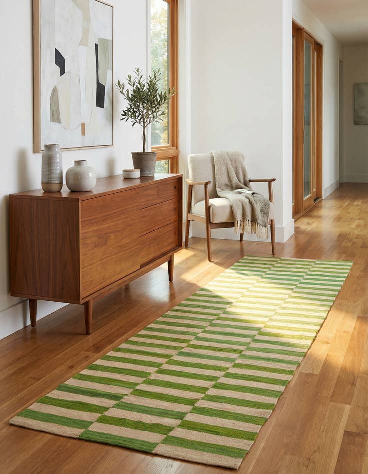 Detail image of 2' 9 x 9' 9  Hand Woven Kilim Modern Wool Runner Rug