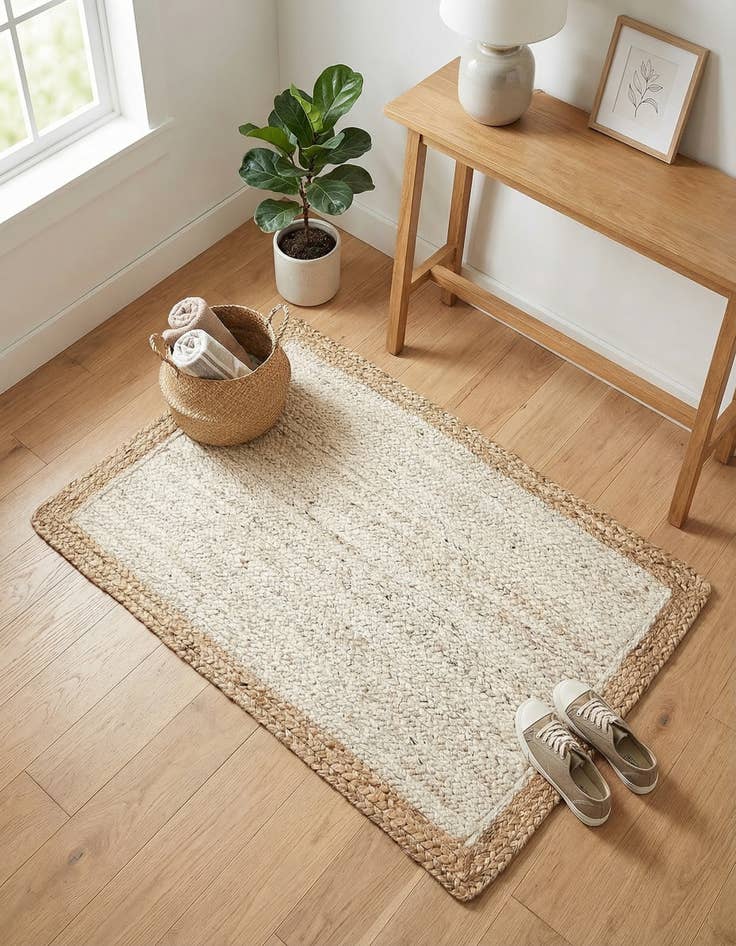 Detail image of 2' x 3' 1  Hand Braided Jute Rug