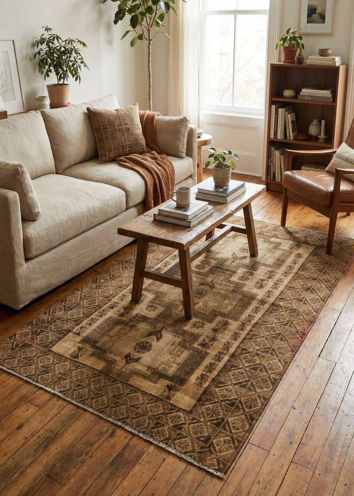 3' 10 x 7' Hand Knotted Ultra Vintage Persian Wool Rug