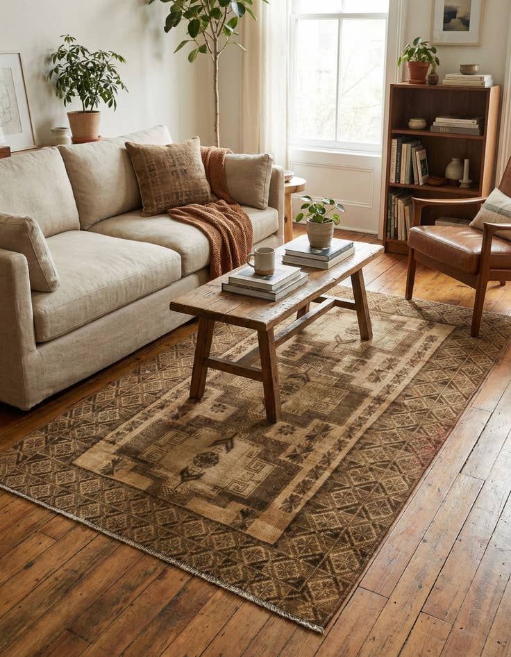 Detail image of 3' 10 x 7' Hand Knotted Ultra Vintage Persian Wool Rug