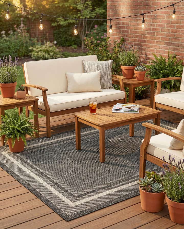4' x 6' Easy-Clean Border Indoor / Outdoor Rug