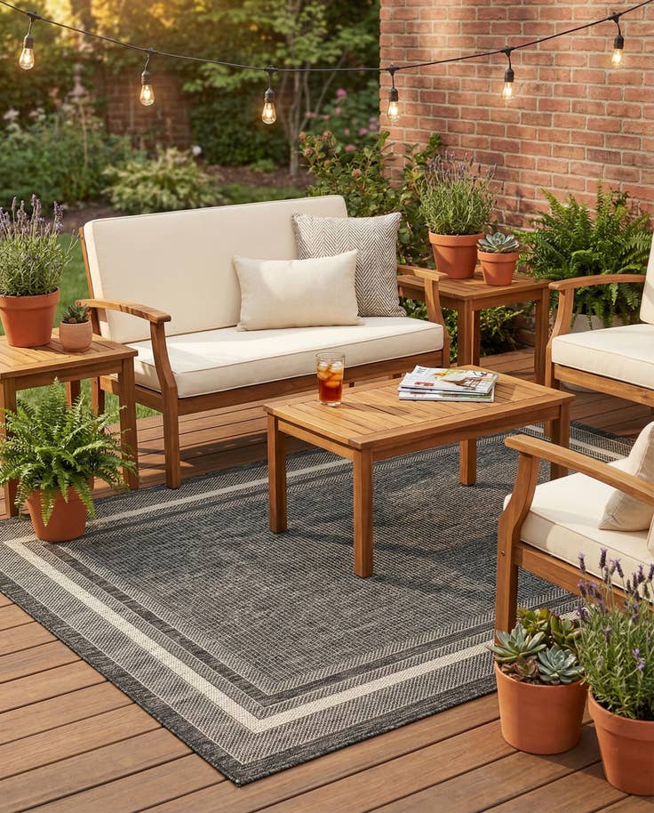 Detail image of 4' x 6' Easy-Clean Border Indoor / Outdoor Rug