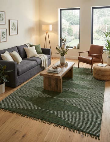 Green Hand Woven Chindi Cotton Rug