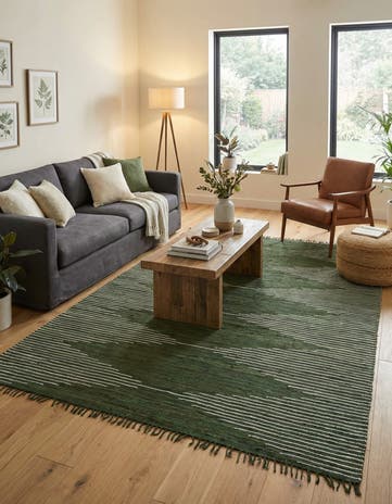 Green Hand Woven Chindi Cotton Rug