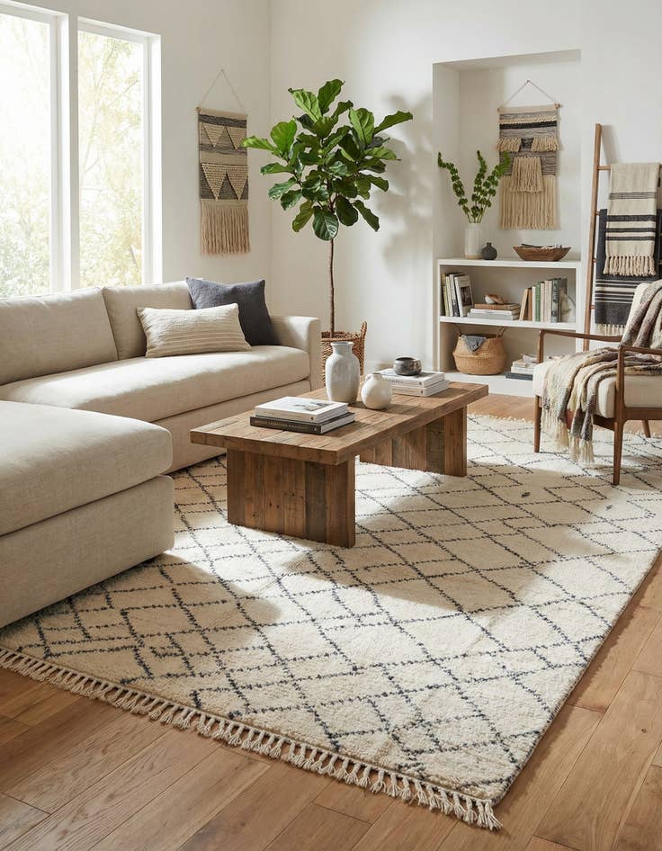 Detail image of  8' x 10' 3  Hand Knotted Moroccan Wool Rug